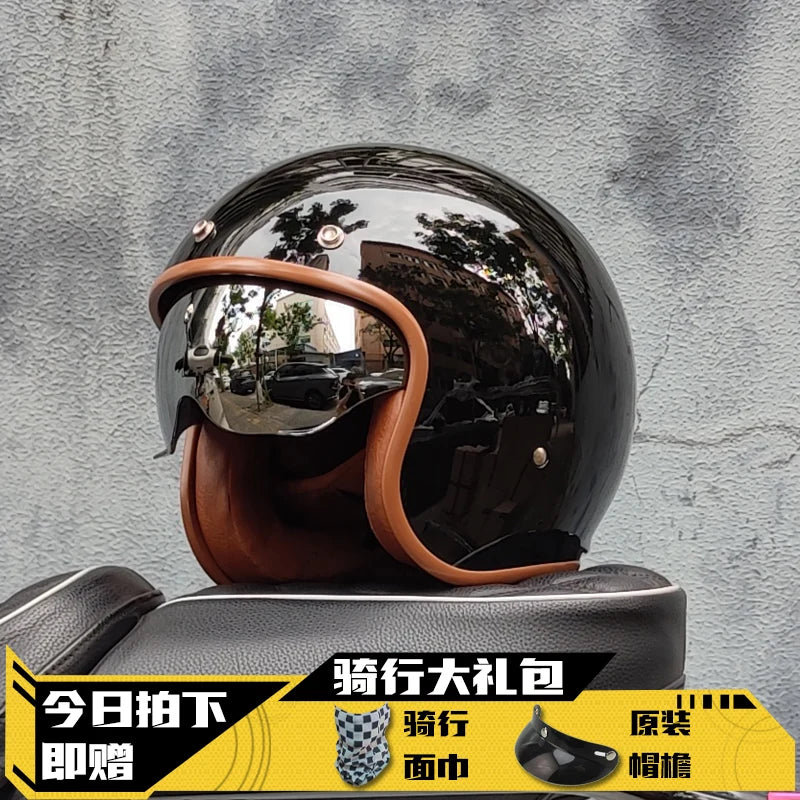 ORZ Retro Open Face Helmet 3-4 - Unisex DOT Certified