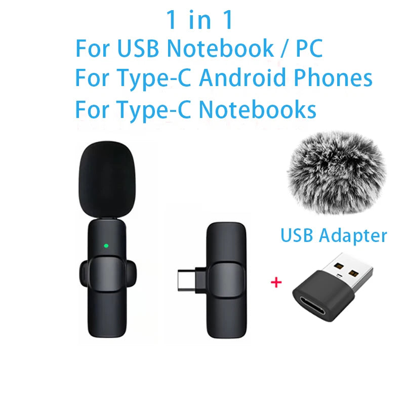 Buy Wireless Lavalier Microphone - Portable, Dynamic &amp; Omnidirectional 1in1TypeC-USBAdapte