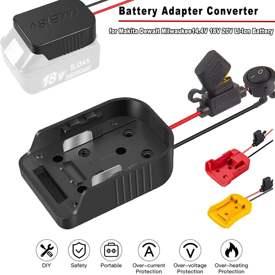 Adaptador de Bateria de 18V 20V para Ferramentas Makita Dewalt Milwaukee