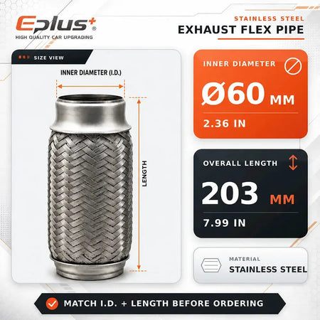 Universal Automotive Woven Mesh Exhaust Hose Stainless Steel Braided Flexible Connection for Car Exhaust System Replacement by InterCyprus Trading Ltd