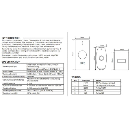 RC-100 Access Control Wireless Remote Kit &ndash; Variable Delay