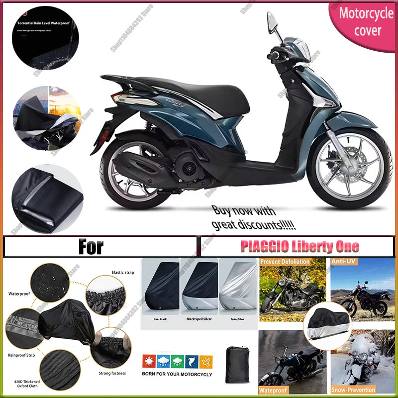 Водоустойчиво покривало за мотоциклет Piaggio Liberty One, защитено от UV лъчи за всички сезони