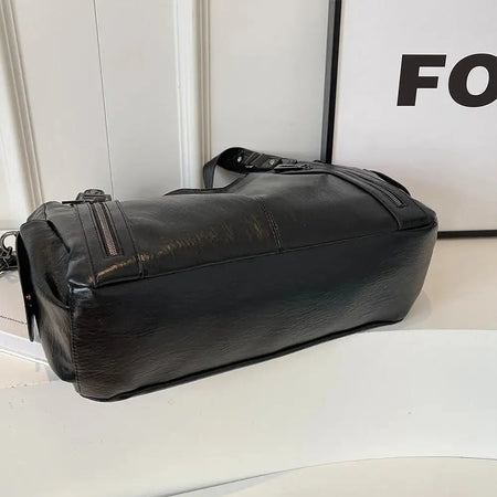 Women PU Leather Crossbody Zipper Tote Bag For Work Travel