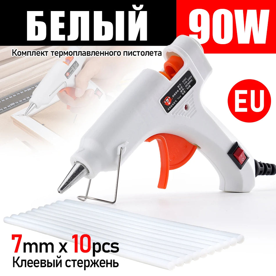 90W Hot Melt Glue Gun with Switch for 7mm Glue Sticks, Heats Quickly