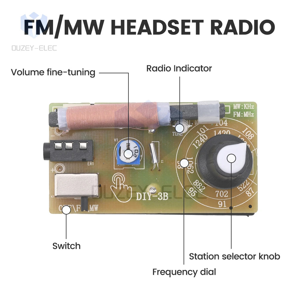 Digital Tuning Headphone Radio Kit - AM/FM 2 Band Stereo | DIY &amp; Portable