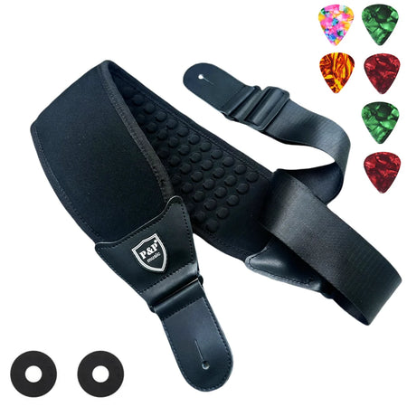 P&amp;P 3D Sponge Guitar Strap Belt &ndash; Breathable Comfort Black