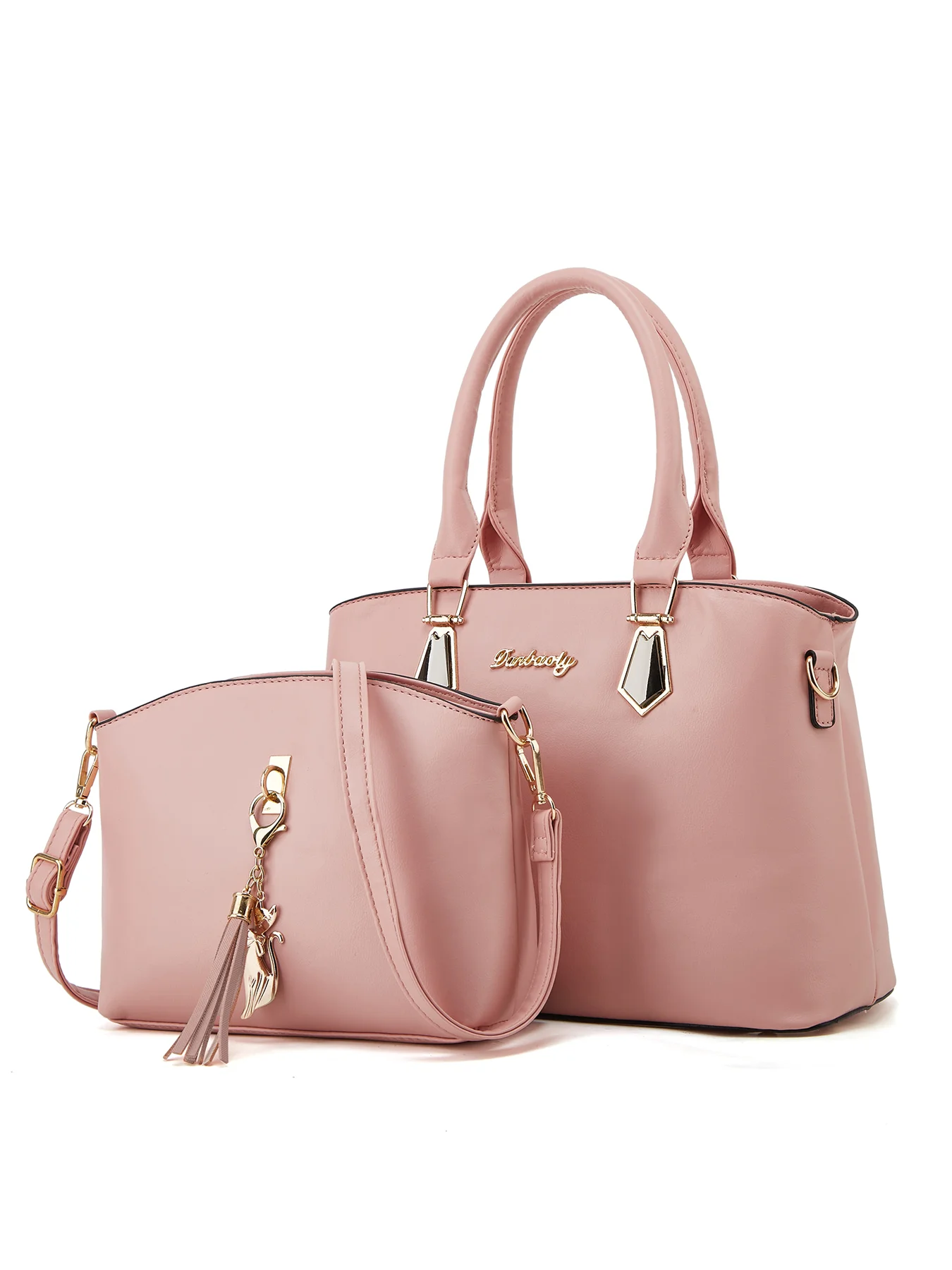 Simple Korean Style Women's Casual Tote Handbag Pink / L