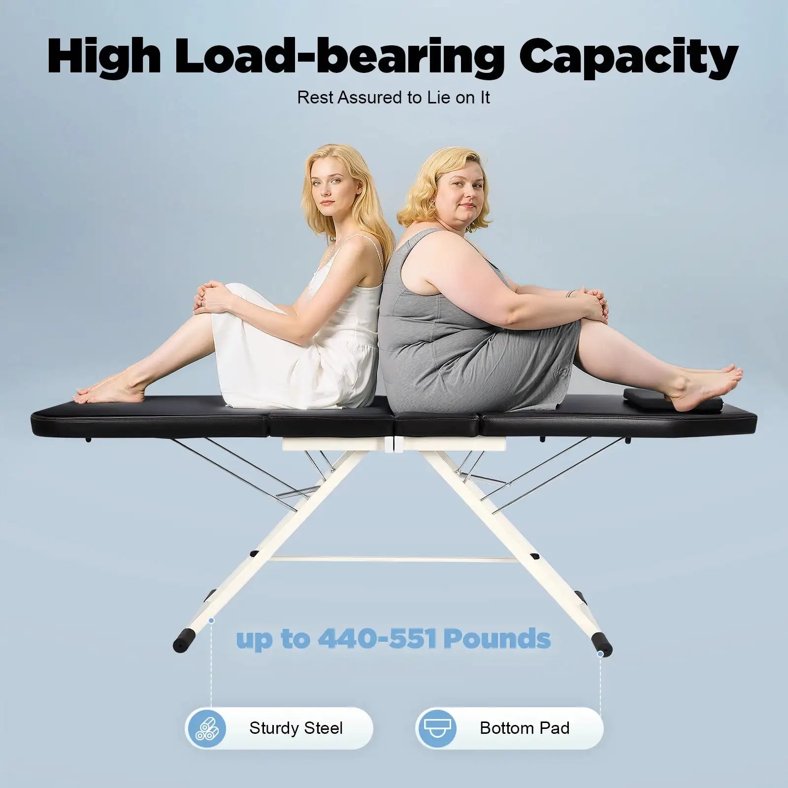 Foldable Massage Table With Pillow &ndash; Adjustable Backrest