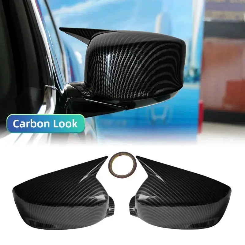 Car Side Wing Replacement Mirror Cover Rear-View Caps For Honda Accord 8th 8.5th 9th 2008-2017 Carbon and Glossy Black by InterCyprus Trading Ltd