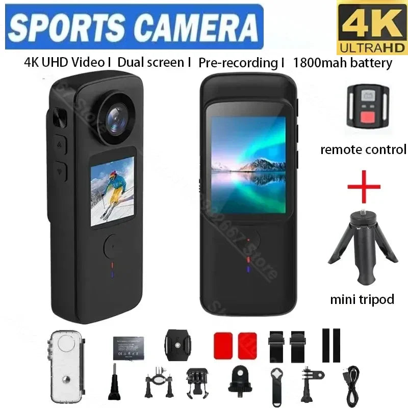 DIXSG 4K WiFi Action Camera &ndash; Dual Screen Waterproof Design