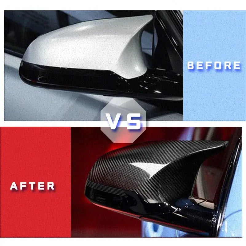Rearview Mirror Covers For BMW F80 M3 F82 F83 M4 2015-2018 ABS Carbon Fiber Gloss Black by InterCyprus Trading Ltd