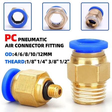 5PCS Pneumatic Quick-Connect Straight Fittings - Versatile Air Hose Connectors