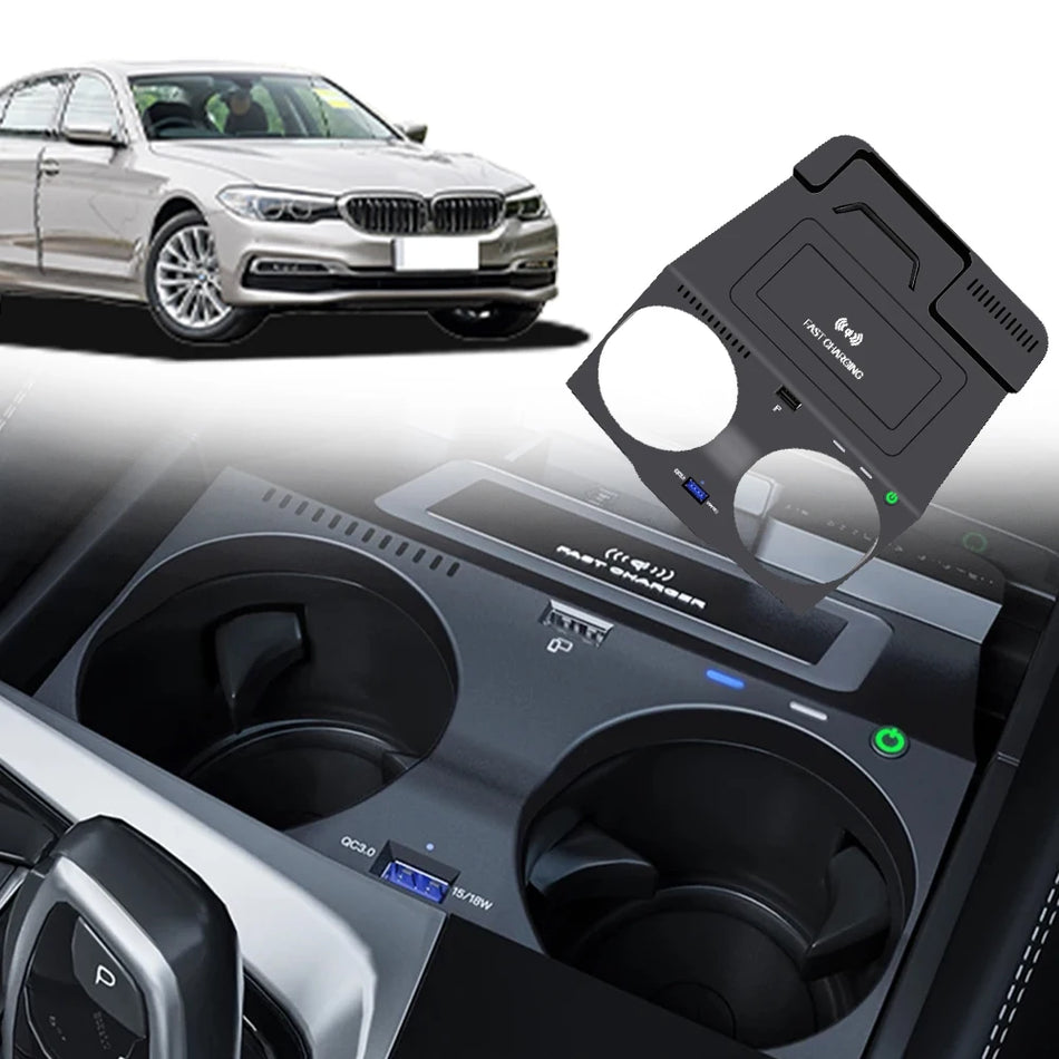 Tapis de chargement sans fil Charge rapide Qi pour BMW Série 5 6 G30 G32 G38