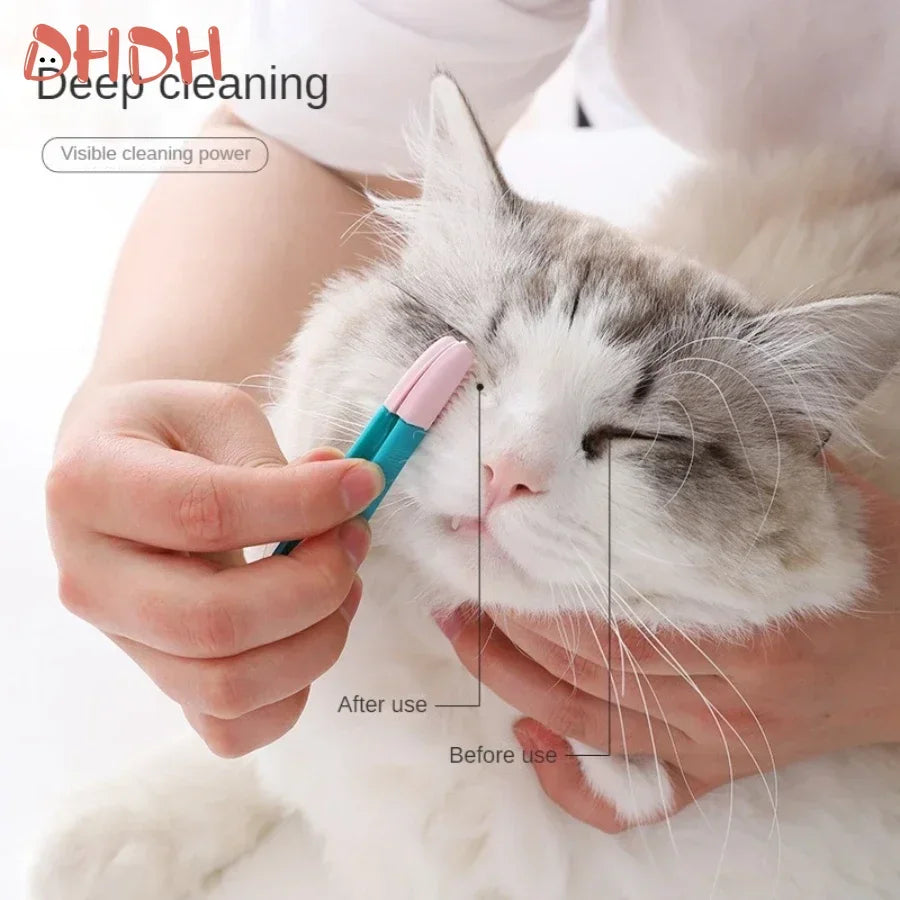 Cat Eyes Comb and Tear Stain Remover Brush for Cats and Dogs