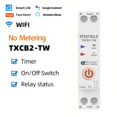 APNEU 63A 1P+N WIFI Smart Switch with Energy Meter &amp; Circuit Protection