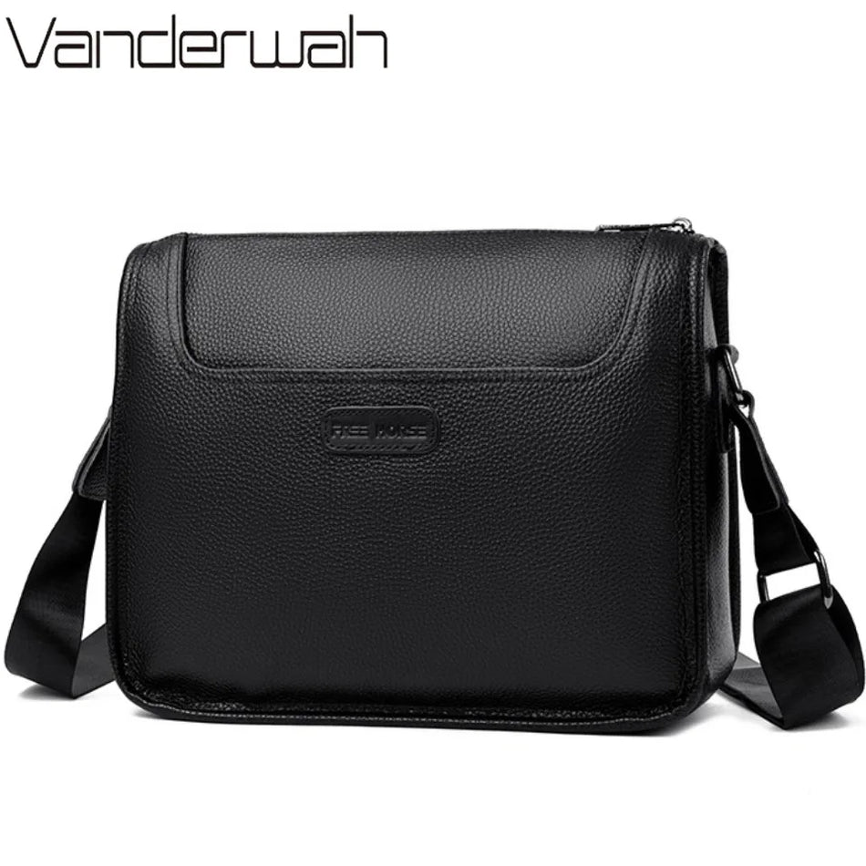 Geantă de umăr pentru bărbați din piele naturală de vacă de lux pentru iPad, geantă de mână business crossbody, ultra ușoară și impermeabilă