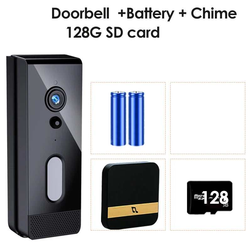 Tuya WiFi Doorbell Camera Outdoor &ndash; Battery Powered Option 10 / UK Plug