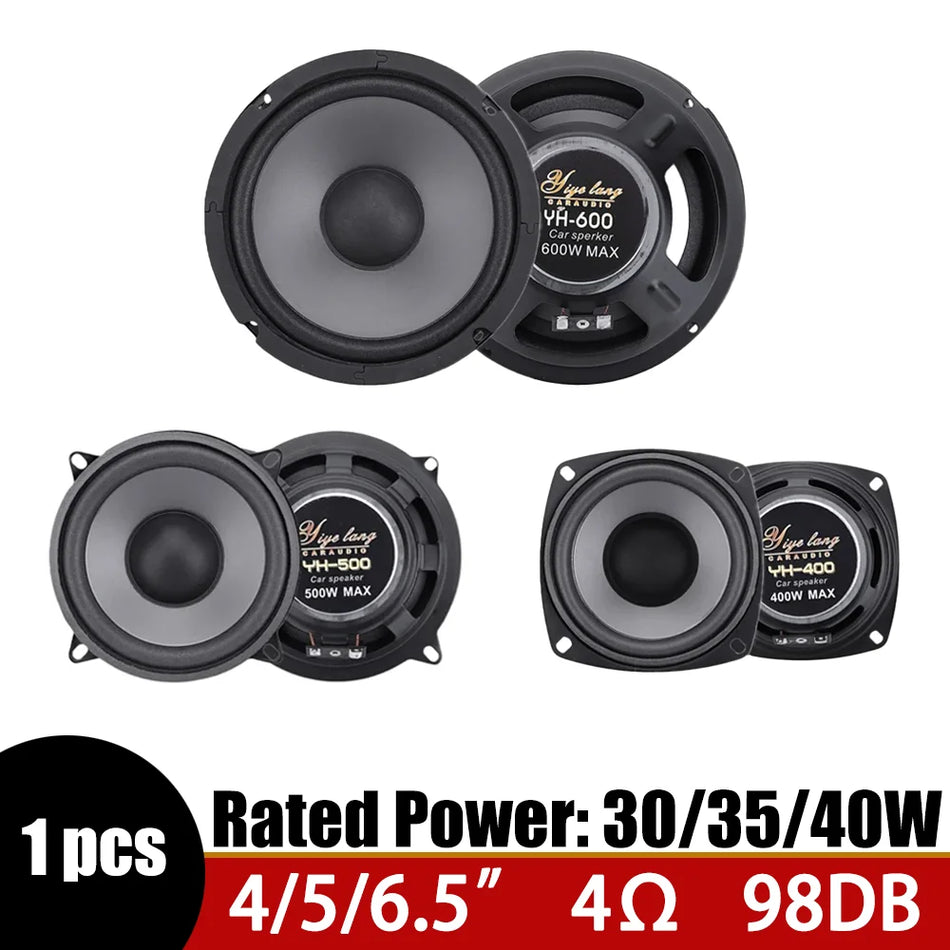 4/5/6.5 Inch 2-Way Car Speakers, Universal Coaxial, 4 Ohm, 91dB