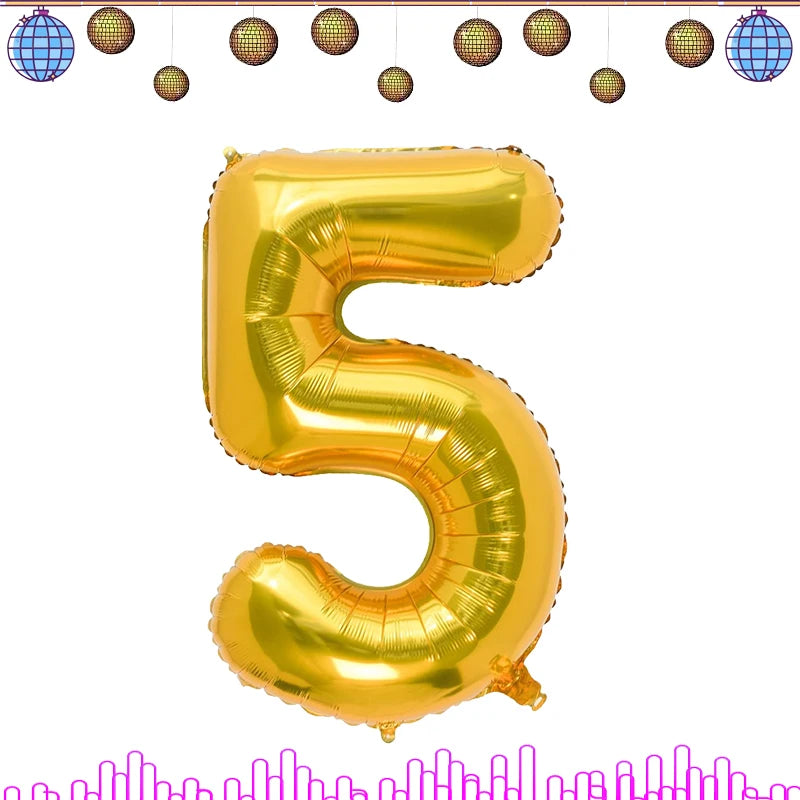 Neon Disco Party Decorations Set - TAKARA TOMY 32Inch Number-5 / CHINA