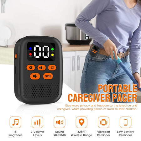 SOS Caregiver Pager &ndash; Wireless Vibration Alarm Display
