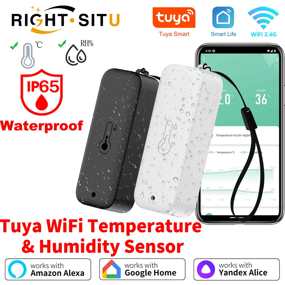 Tuya WiFi Waterproof Temperature Humidity Sensor for Smart Home Automation