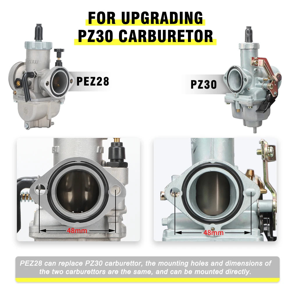 NIBBI PZ 30mm &amp; PEZ 28mm Carburetors for 200cc-300cc GY6 Motorcycles