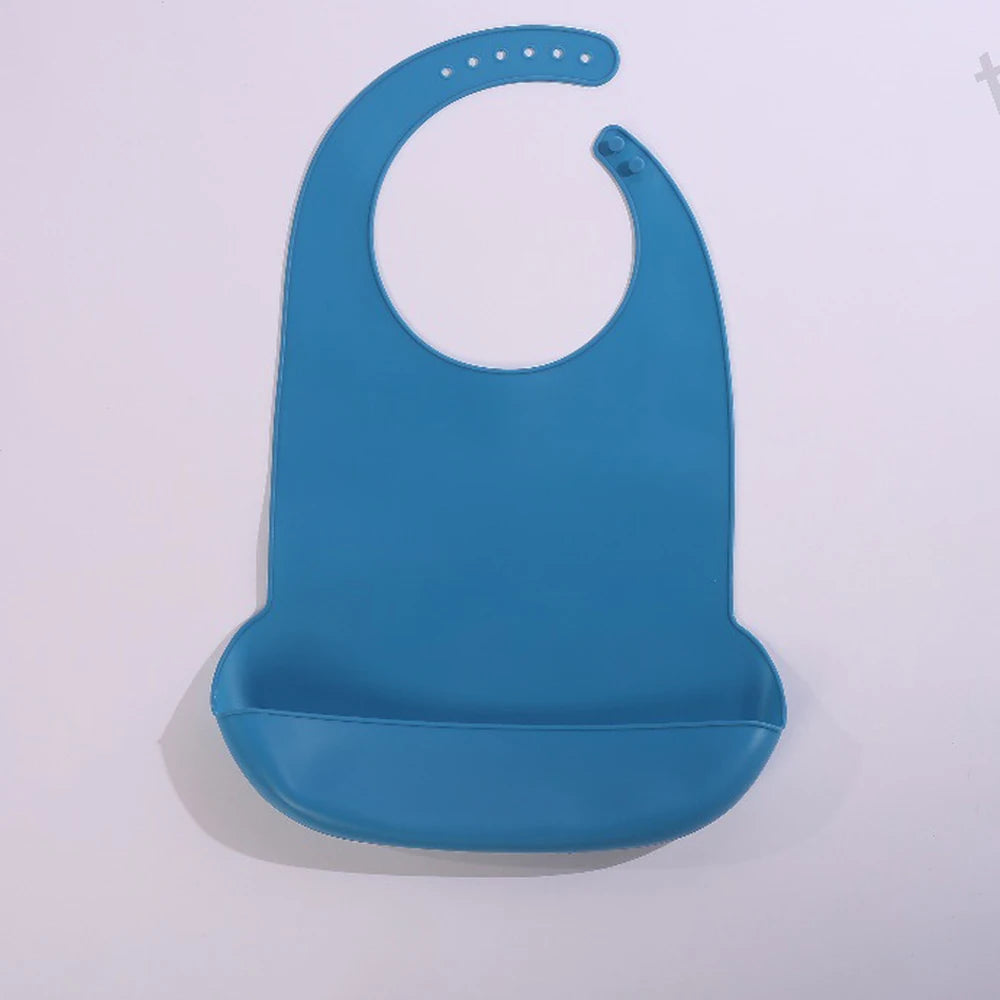Silicone Baby Bib &ndash; Soft Material for Easy Cleaning big blue