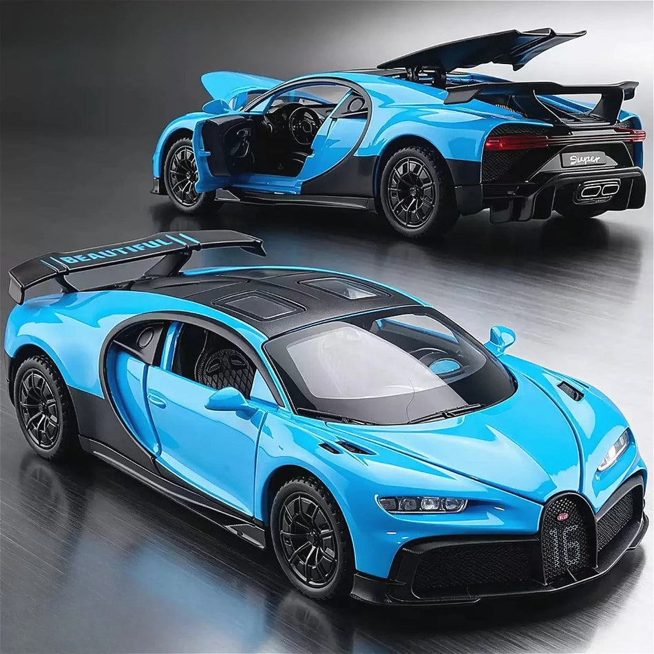 Modelo de coche de juguete Chiron Bolide de aleación a escala con sonido y luces 1:32