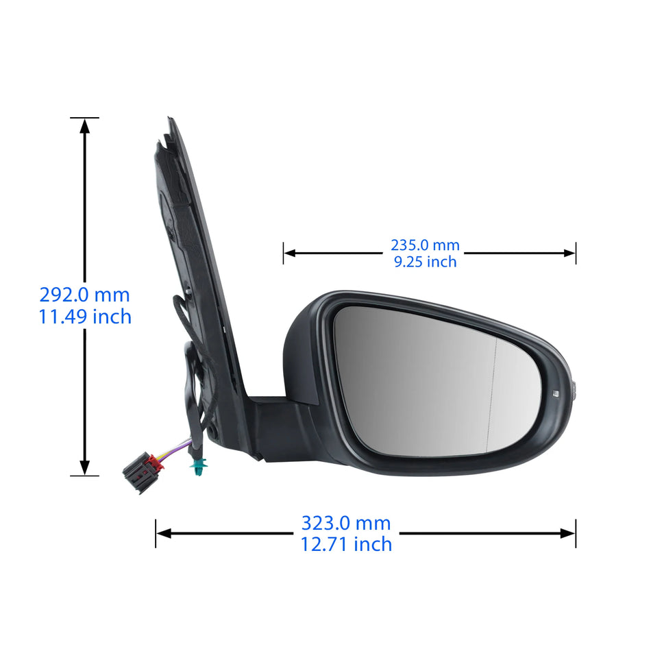 VW Touran MK2 Right Heated Electric Wing Mirror Indicator, Primed