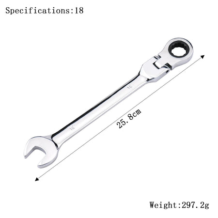 72-Tooth Flexible Ratchet Wrench Spanner Set for Auto &amp; Home Repair 18mm