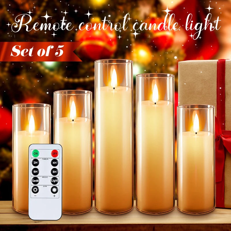 Vijf vlamloze LED-kaarsen set voor bruiloft festival decor