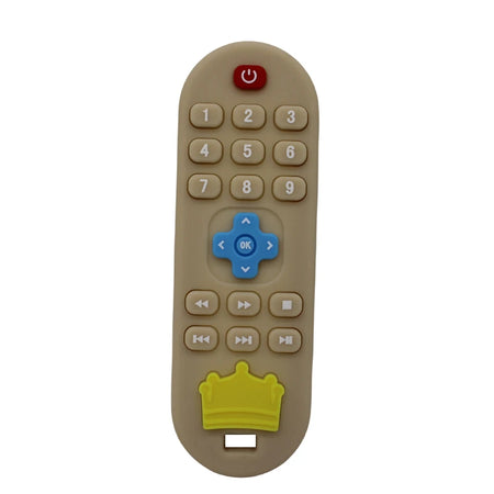 Silicone Remote Control Teether &ndash; Soothing Cognitive Teething Toy brown