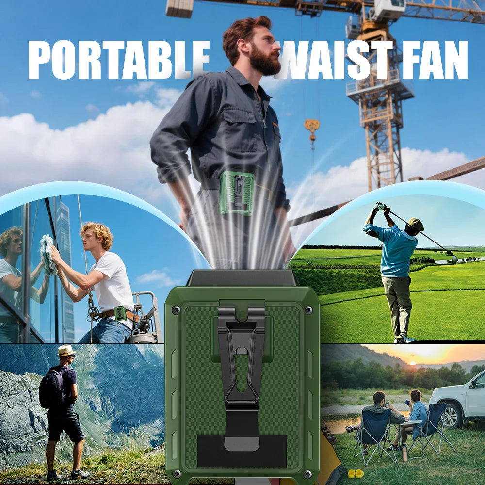 4000mAh Outdoor Portable Waist Fan &ndash; Rechargeable 5 Level Strong Wind