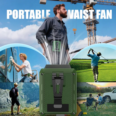 4000mAh Outdoor Portable Waist Fan &ndash; Rechargeable 5 Level Strong Wind