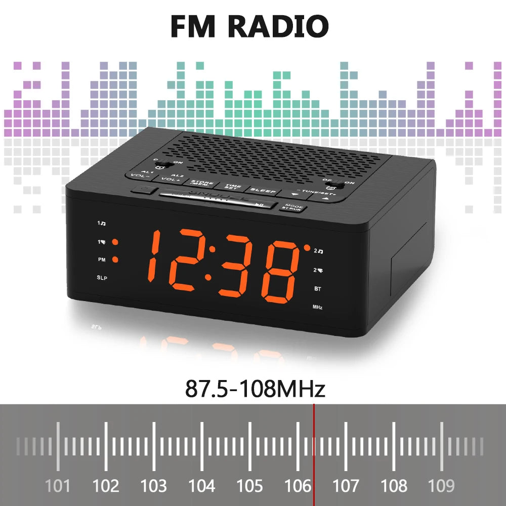 iTOMA Alarm Clock &ndash; Dual Alarm with FM Radio and LED Display