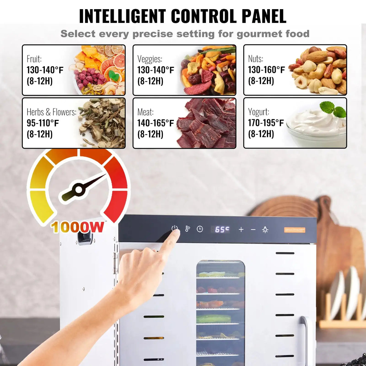 10 Tray Stainless Steel Food Dehydrator with Timer