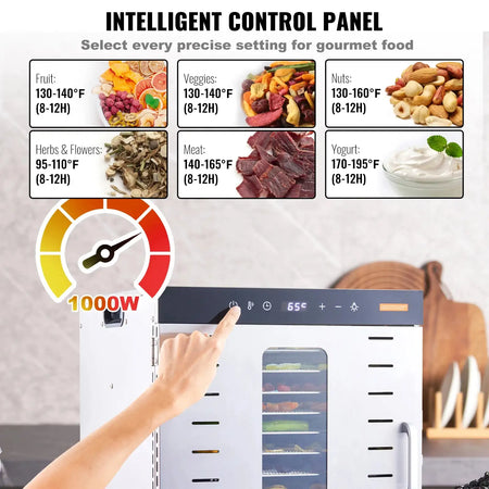 10 Tray Stainless Steel Food Dehydrator with Timer