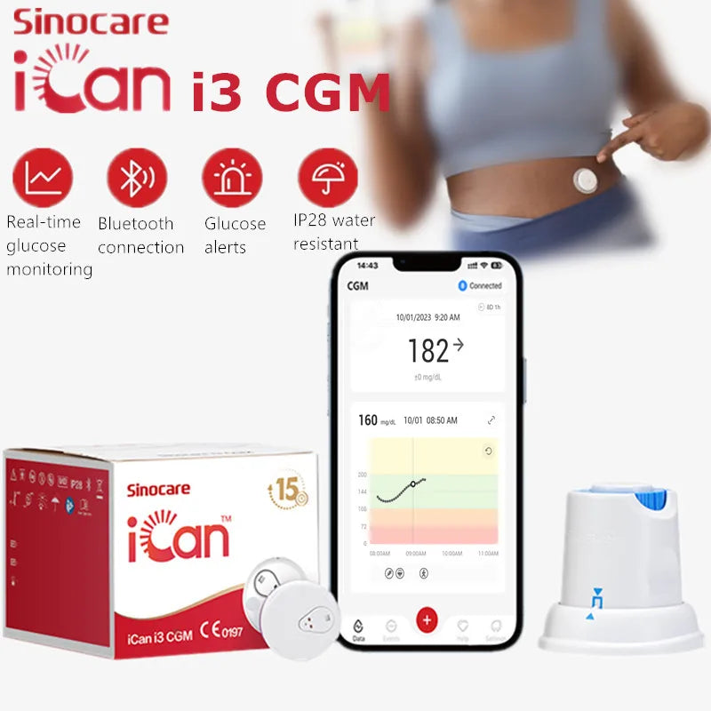 Sinocare 15 Dages ICan I3 CGM Glukosemonitor Real Time Sensor