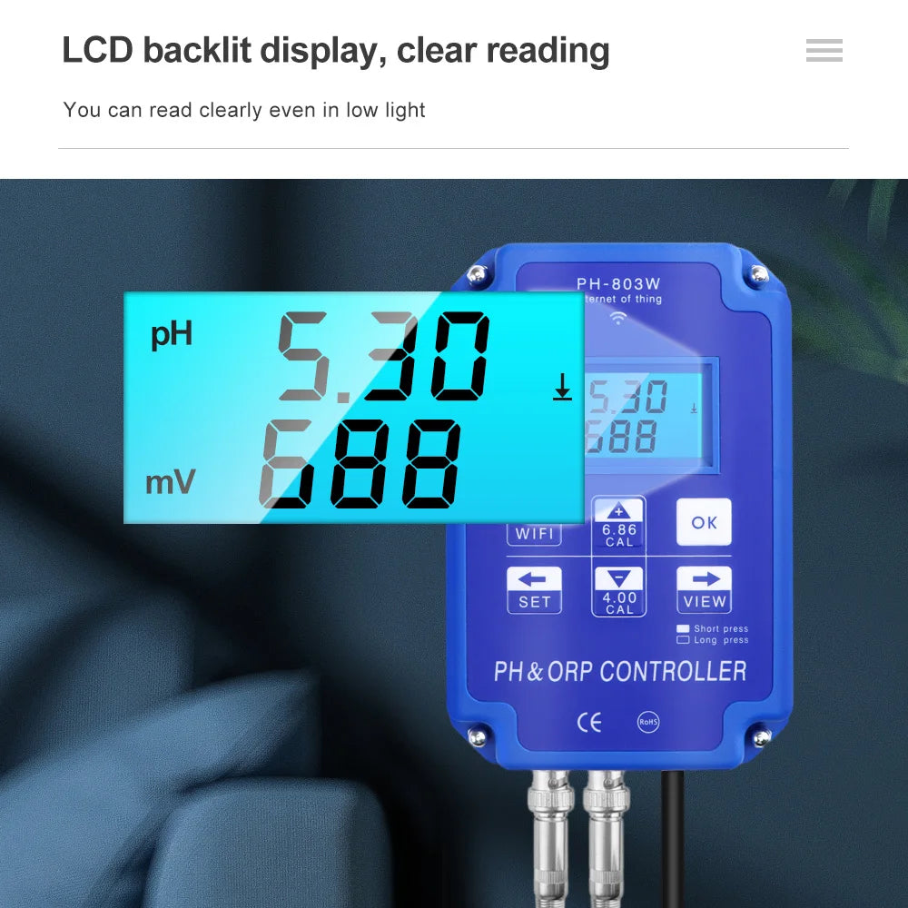 PH-803WORP &ndash; WiFi PH Meter 2 In 1 PH ORP Controller