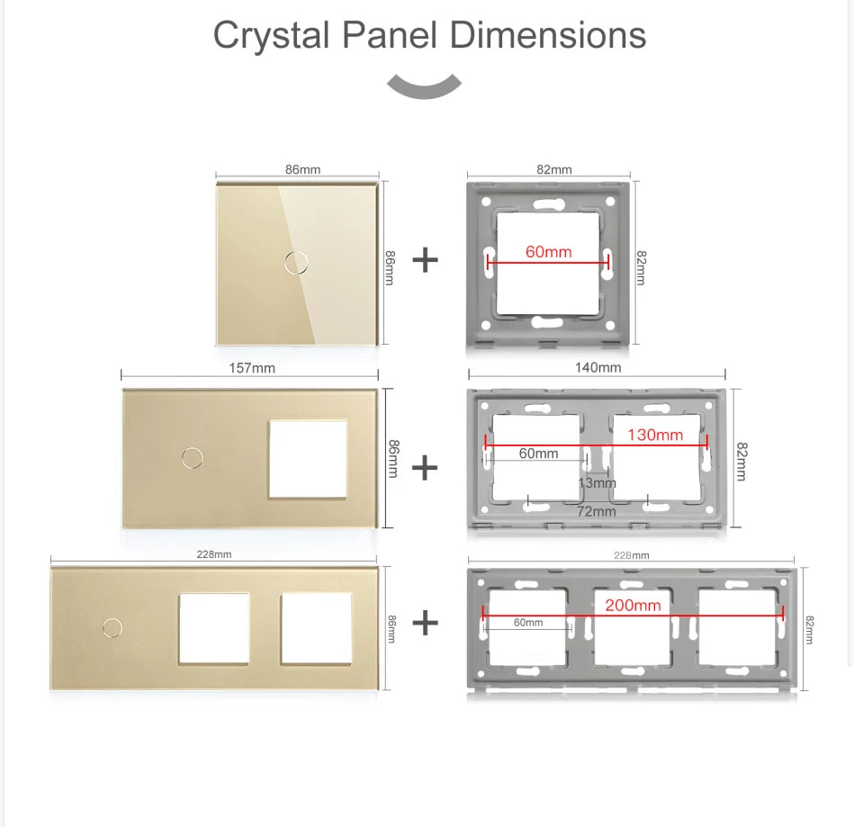 BSEED Touch Switch with USB Sockets and Glass Panel - EU Standard
