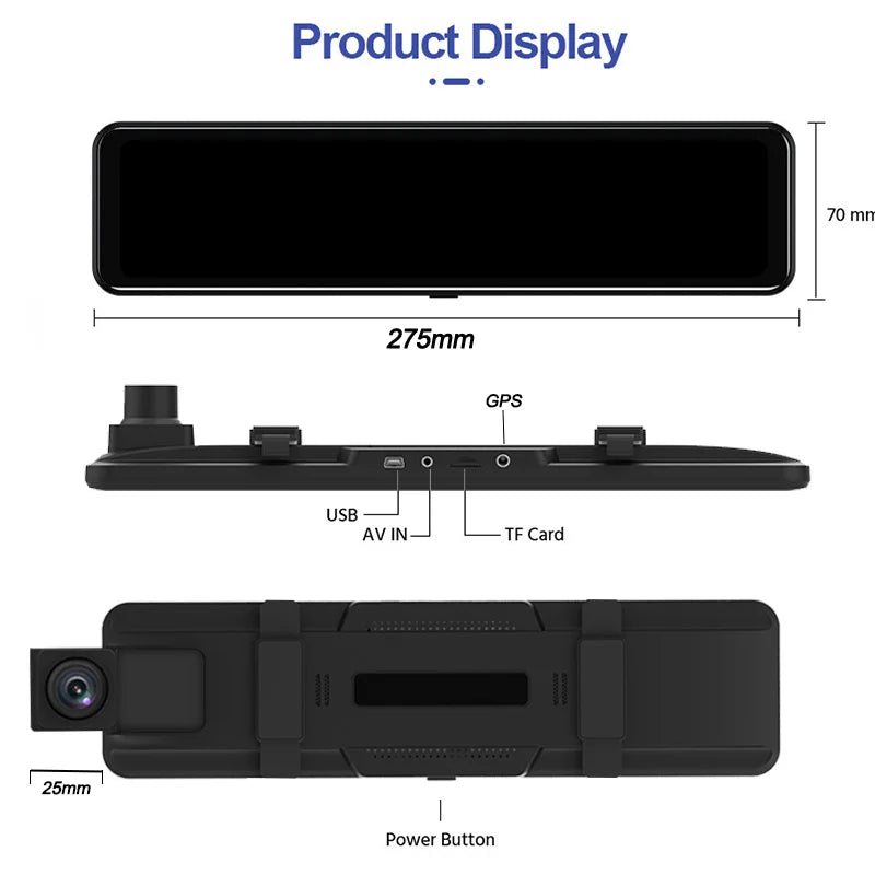 ACCEO A45 CAR DVR &ndash; 11.28 Inch Touch IPS 2.5K Rear Camera