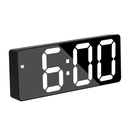 Curved Screen LED Digital Alarm Clock with Temperature and Calendar Black and White