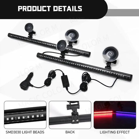 96 LED Car Strobe Light Emergency Flash Warning Lamp 2-in-1 3030 SMD Windshield Bar Auto Traffic Advisor Car Accessories 12V-24V by InterCyprus Trading Ltd