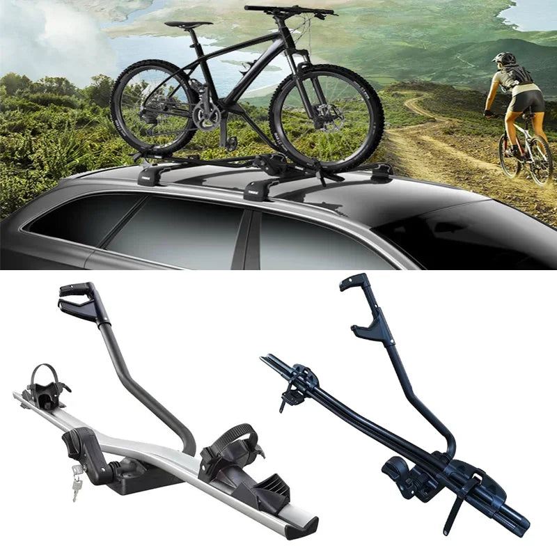 Car Roof Bike Rack Aluminium Alloy Vehicle Mounted Mountain Frame with Secure Clamp and Anti Sway