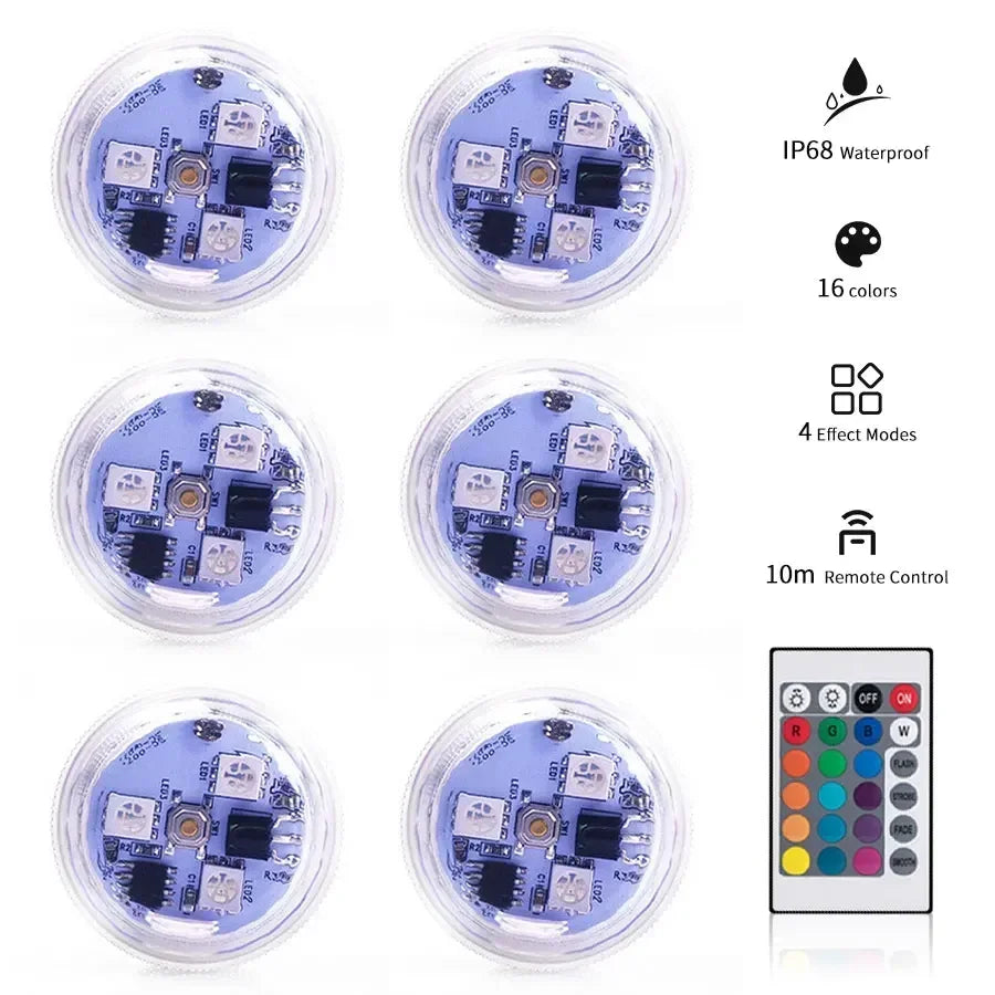Submersible RGB Underwater Lights Remote &ndash; Color Change 6 Lamps 1 Remote