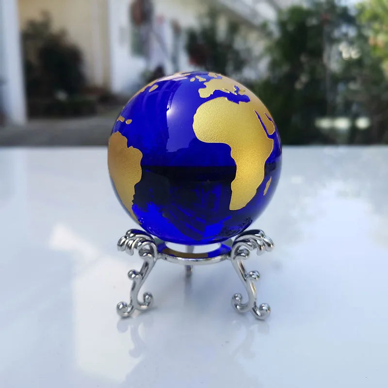 6cm Crystal Earth Ball with Base &ndash; Feng Shui Desk Decor with silver base 1 / 60mm