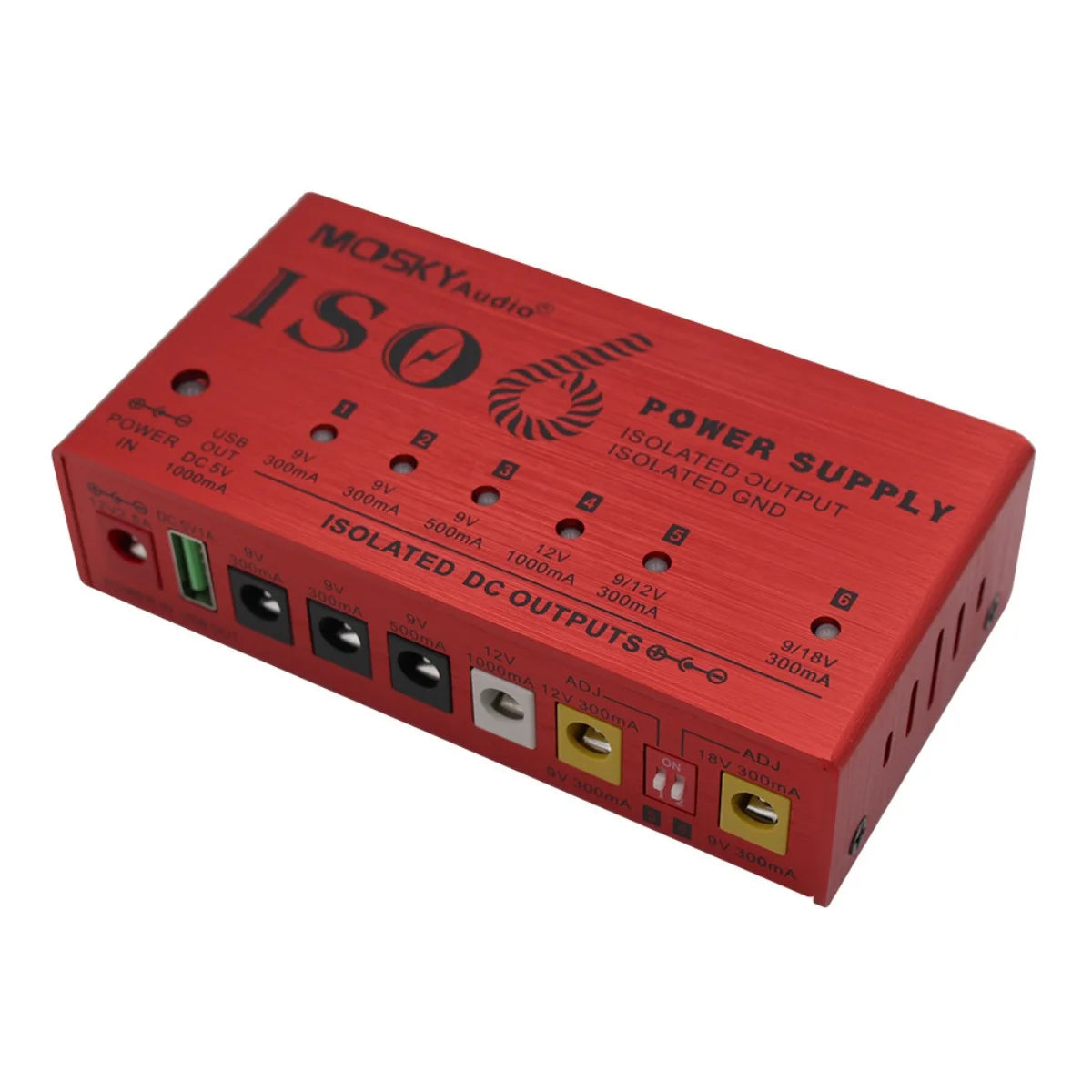 Mosky ISO-6 Guitar Pedal Power Supply &ndash; Six Isolated DC