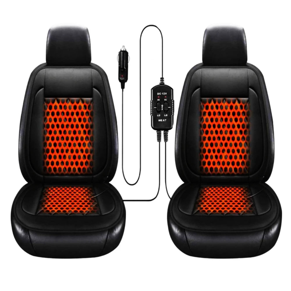 Winter Heated Car Seat Cushion - 2PC 12V Universal Mat for Comfort and Warmth