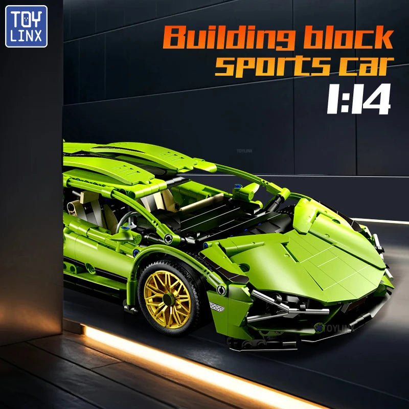 ToylinX 1 to 14 mastelio lenktynių automobilio statybos blokelių rinkinys