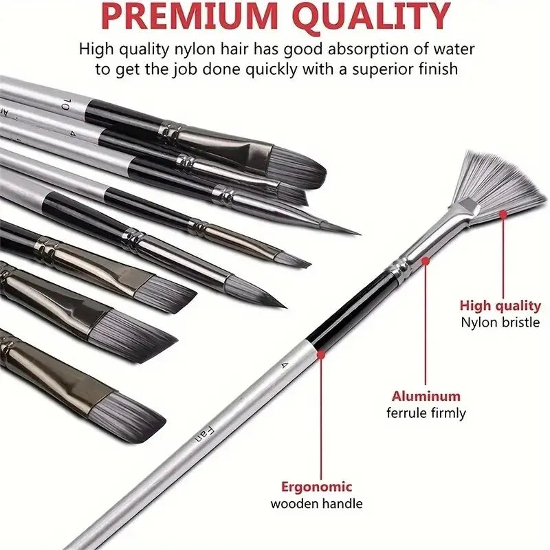 Acrylic Oil Paint Brushes Set 24 PCS &ndash; Wooden Handles